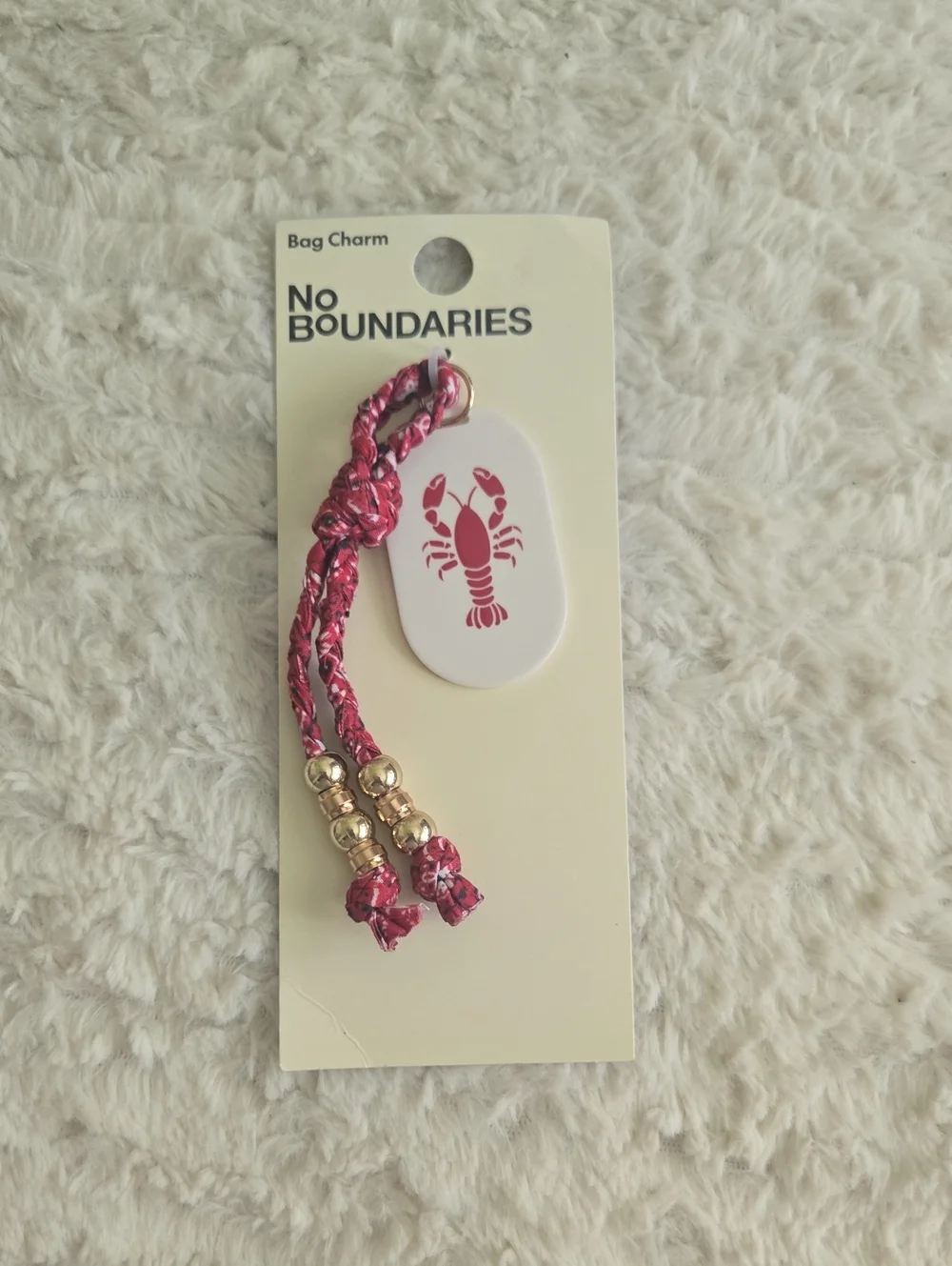 Lobster Bag Charm with Gold Beads